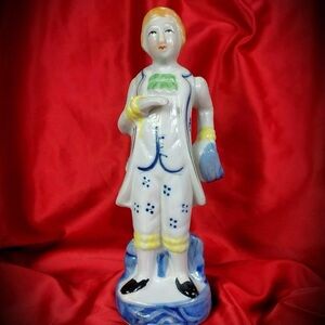 Vintage Hand-Painted Ceramic Gentleman Figurine Staffordshire Style Colonial